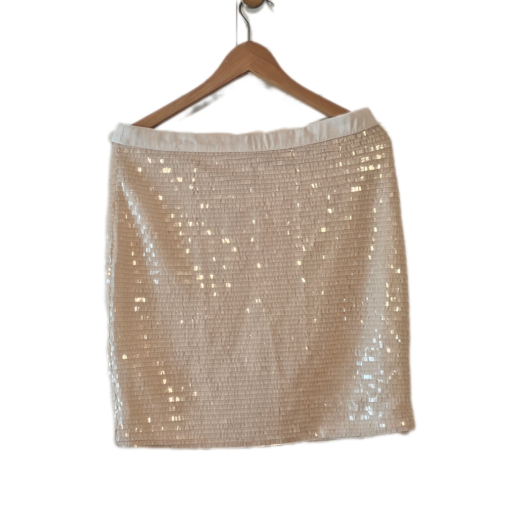 Cache Cream Sequin Mini Skirt